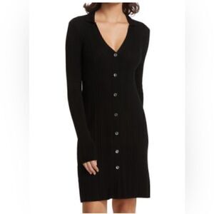 ATM ANTHONY THOMAS MELLILO Polo button Front Black sweater dress NWT. XS